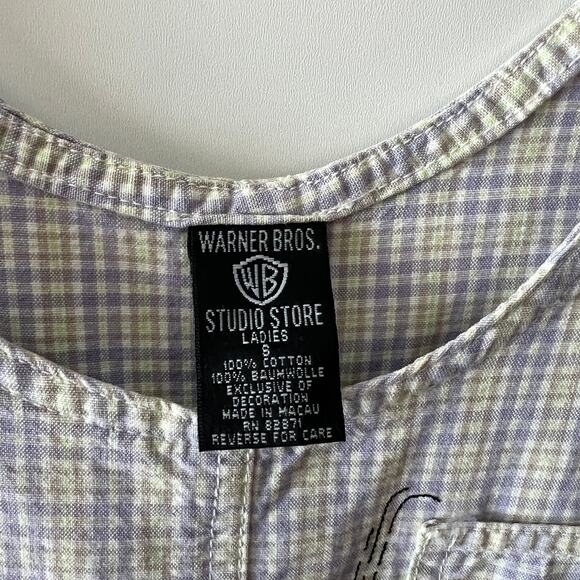 90s Vintage Looney Tunes Plaid Tank Dress Size Small - Picture 5 of 7